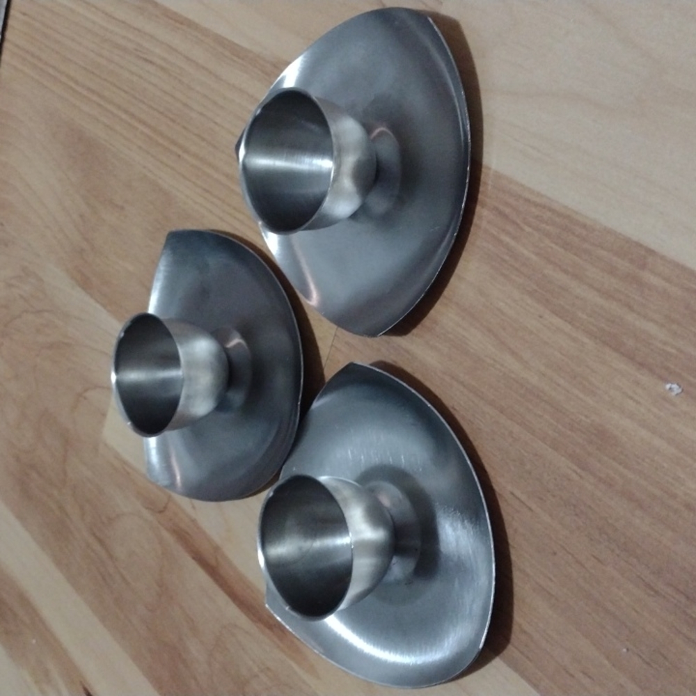 COPY - Vintage Stainless Steel Egg Cup With Attached Tray Lot Of Three